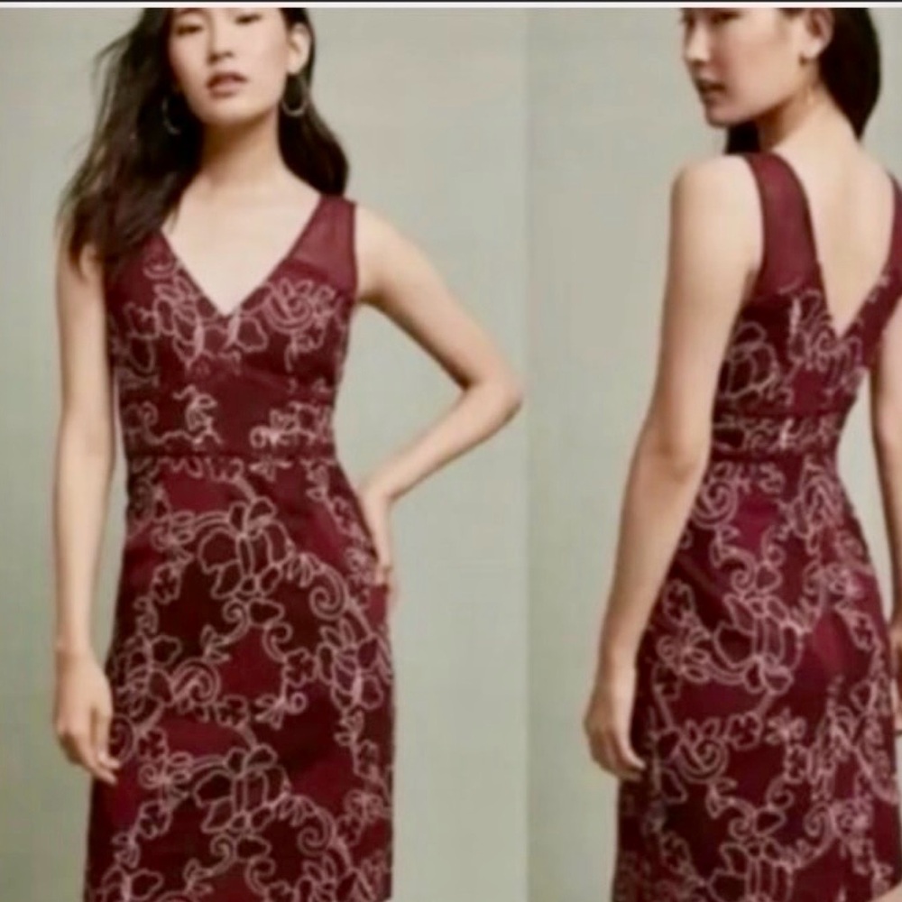 Anthropologie MOULINETTE SOEURS Ariana Lace Sheath Dress Floral size 2